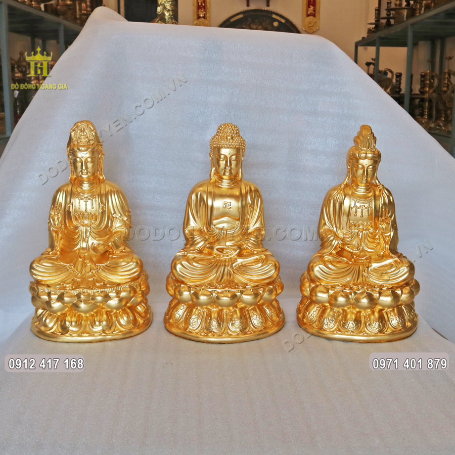 Tam Thế Phật Bằng Đồng Dát Vàng 24K Đẹp Nhất